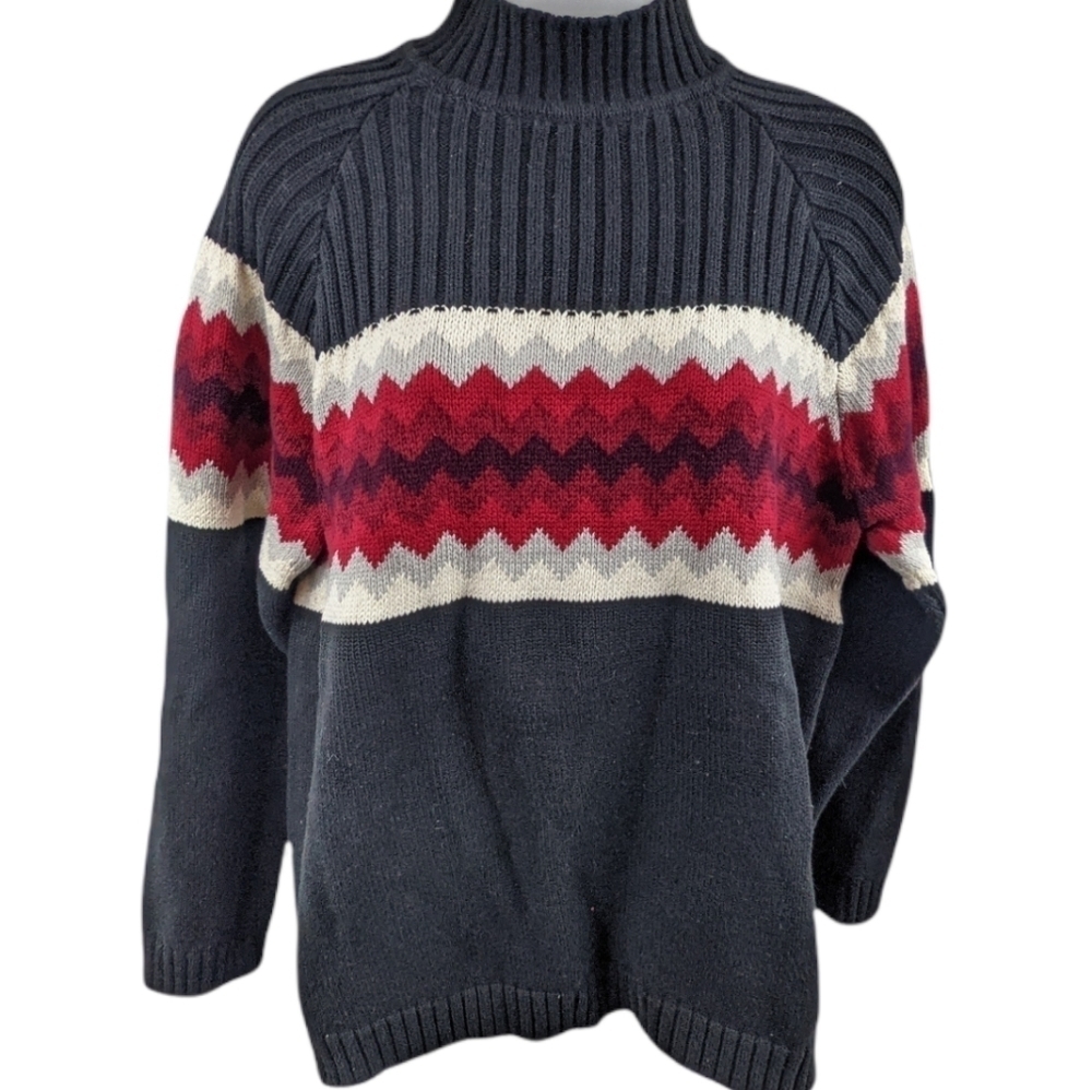Liz Claiborne Retro Fair Isles Mock Neck Sweater Sz L